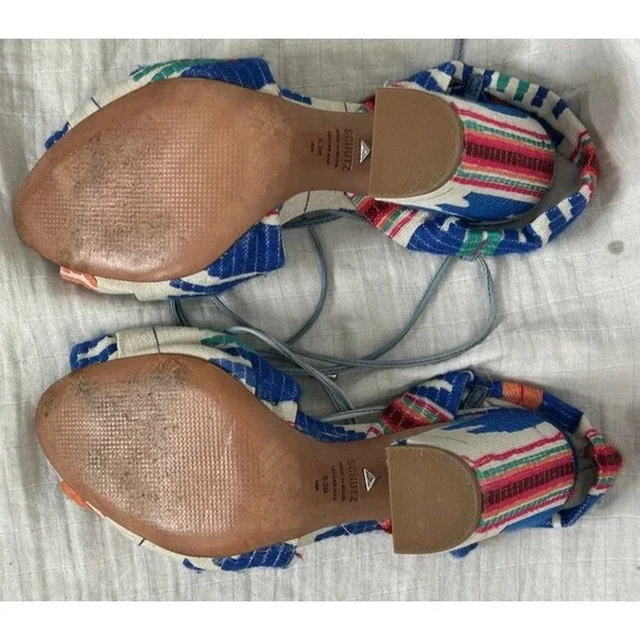 Schutz X Revolve Aliya Women Multicolor Leather Strappy Block Heel Size 8.5 - Picture 4 of 8